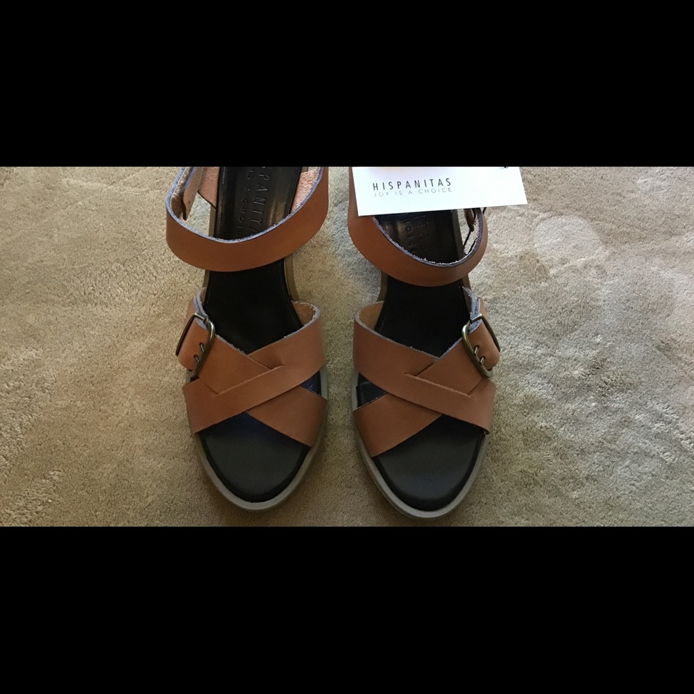 Hispanitas Gigi Block Heel Tan Leather Size 41